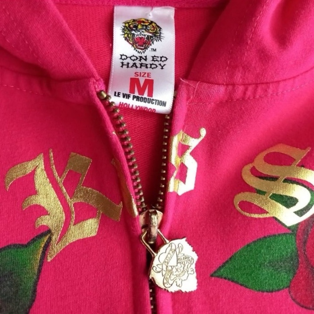 Ed HardyVINTAGE  Fuchsia Floral Women's Jacket - Picture 3 of 4